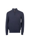 Crew Clothing Company Mens Blue Classic 1/2 Zip Knit