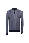 Remus Mens Blue L/S Knitted Polo Shirt