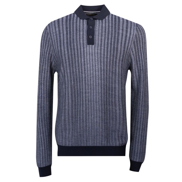 Remus Mens Blue L/S Knitted Polo Shirt