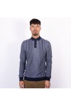 Remus Mens Blue L/S Knitted Polo Shirt