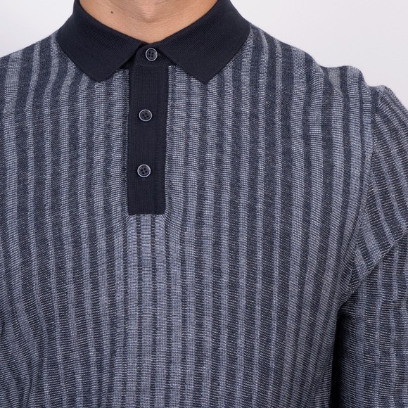 Remus Mens Blue L/S Knitted Polo Shirt main image