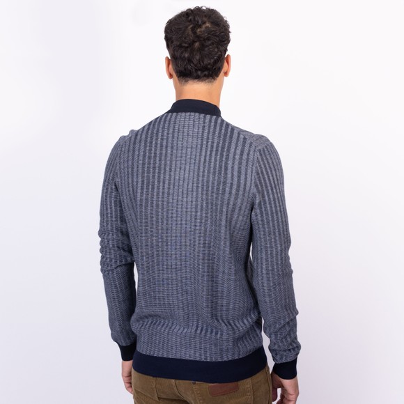Remus Mens Blue L/S Knitted Polo Shirt main image