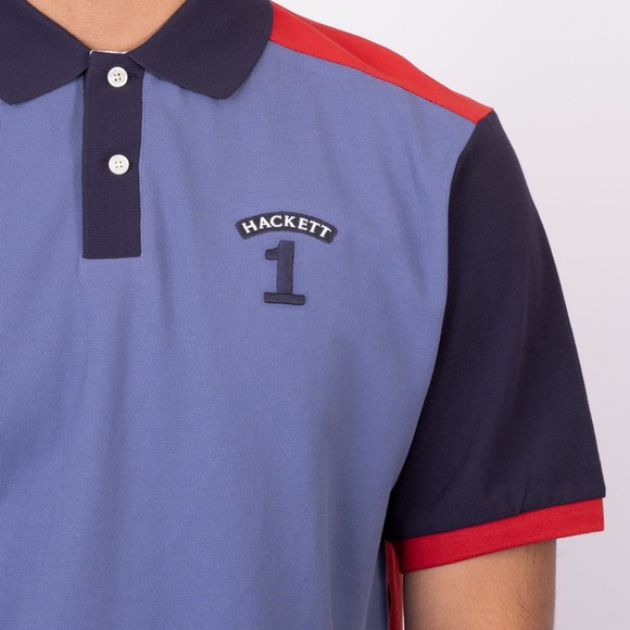 Hackett Mens Blue Heritage Number 1 Multi Polo Shirt main image
