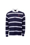 Hackett Mens Blue Heritage Number Stripe Rugby Shirt