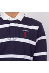Hackett Mens Blue Heritage Number Stripe Rugby Shirt