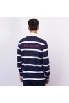 Hackett Mens Blue Heritage Number Stripe Rugby Shirt