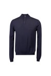 Oliver Sweeney Mens Blue Curragh Merino Wool 1/4 Zip Jumper