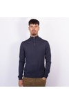 Oliver Sweeney Mens Blue Curragh Merino Wool 1/4 Zip Jumper