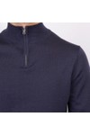 Oliver Sweeney Mens Blue Curragh Merino Wool 1/4 Zip Jumper