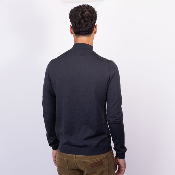Oliver Sweeney Mens Blue Curragh Merino Wool 1/4 Zip Jumper main image