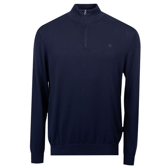 Hackett Mens Blue Cotton Half Zip Jumper