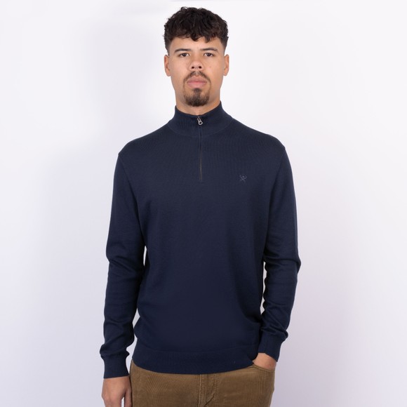 Hackett Mens Blue Cotton Half Zip Jumper