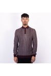 Remus Mens Red L/S Knitted Polo Shirt