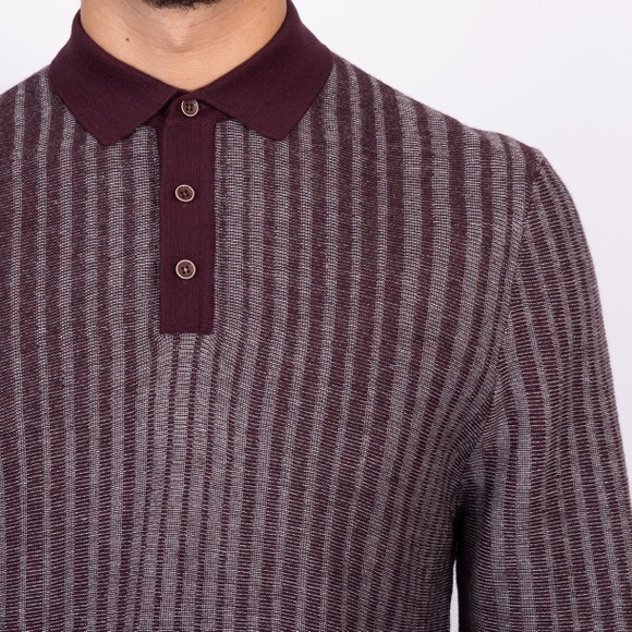 Remus Mens Red L/S Knitted Polo Shirt main image