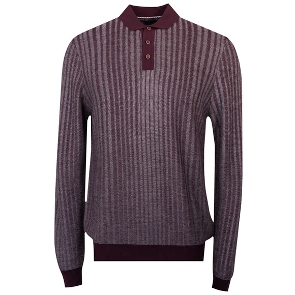 Remus Mens Red L/S Knitted Polo Shirt