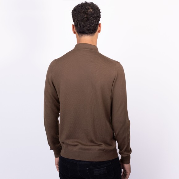 Gran Sasso Mens Brown Merino Knitted Long Sleeve Polo Shirt main image