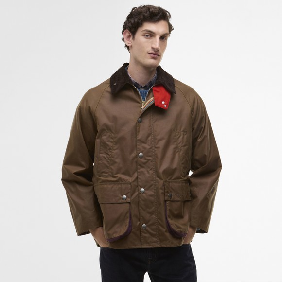Barbour X Paul Smith Mens Brown Oversized Bedale Wax Jacket main image