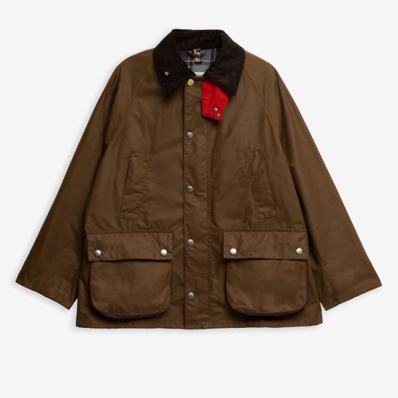 Barbour X Paul Smith Mens Brown Oversized Bedale Wax Jacket main image