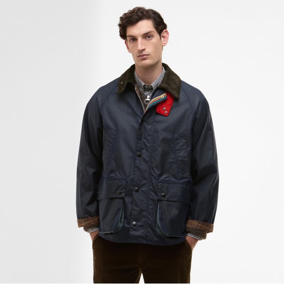 Barbour X Paul Smith Mens Blue Oversized Bedale Wax Jacket main image