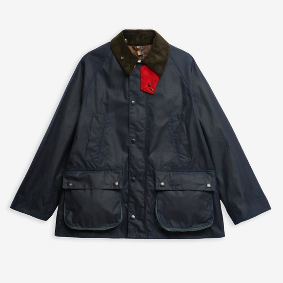 Barbour X Paul Smith Mens Blue Oversized Bedale Wax Jacket main image