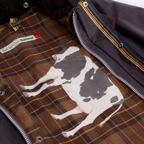 Barbour X Paul Smith Mens Grey Oversized Bedale Wax Jacket main image