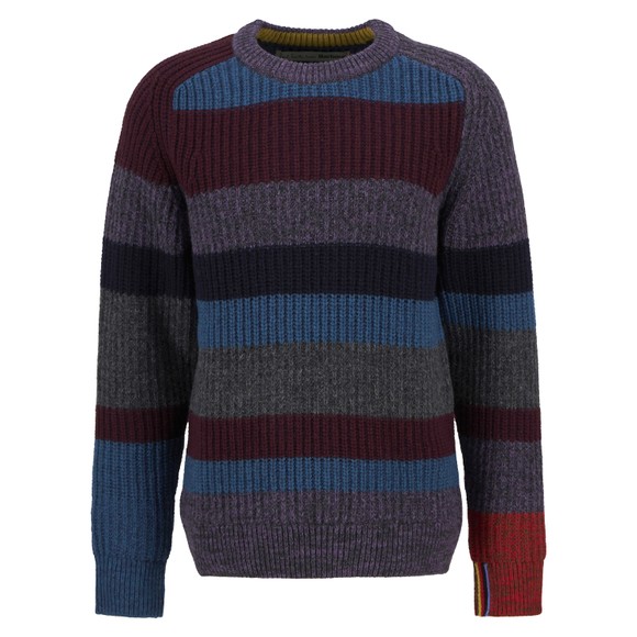Barbour X Paul Smith Mens Multicoloured Multi Striped Crewneck Knitted Jumper main image