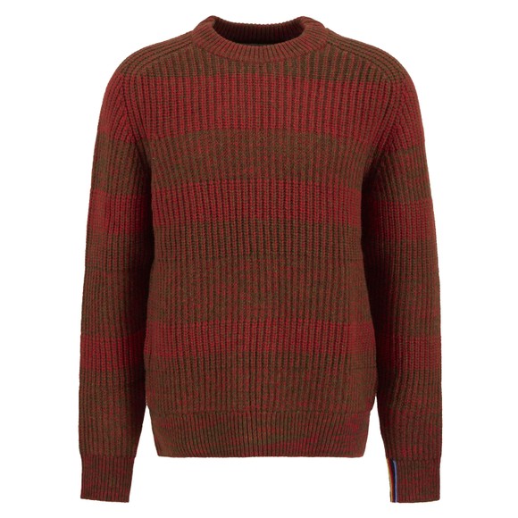 Barbour X Paul Smith Mens Red Saddle Crew Neck Jumper main image