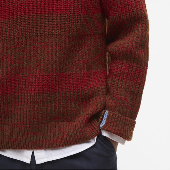 Barbour X Paul Smith Mens Red Saddle Crew Neck Jumper main image