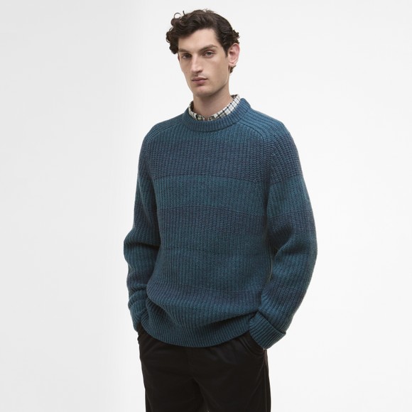 Barbour X Paul Smith Mens Blue Saddle Crew Neck Jumper main image