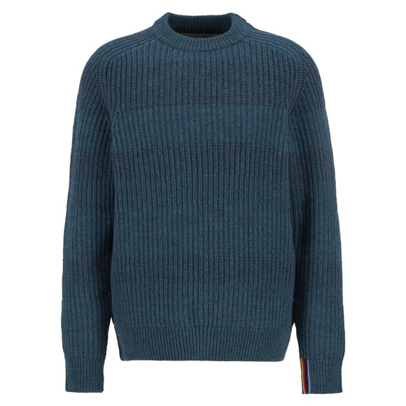Barbour X Paul Smith Mens Blue Saddle Crew Neck Jumper main image