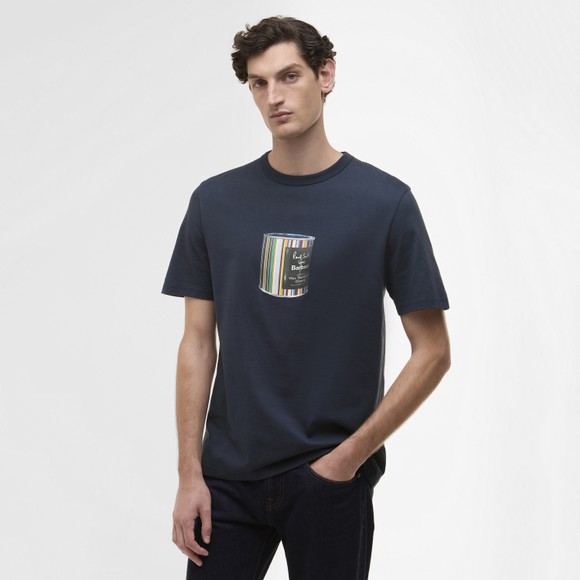 Barbour X Paul Smith Mens Blue Wax Tin T-Shirt main image