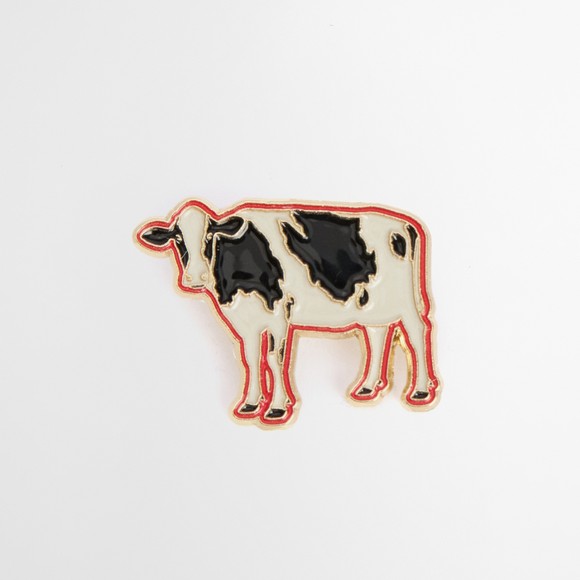 Barbour X Paul Smith Mens Blue Cow Pin Badge main image