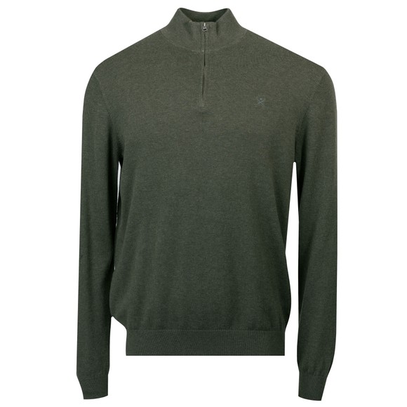 Hackett Mens Green Cotton Half Zip Jumper