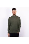 Hackett Mens Green Cotton Half Zip Jumper