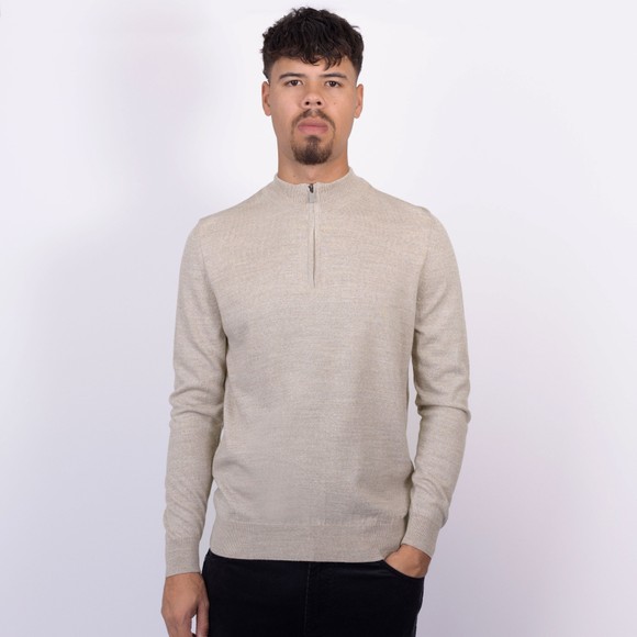 Remus Mens Beige Half Zip Jumper main image