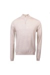 Oliver Sweeney Mens Beige Curragh Merino Wool 1/4 Zip Jumper