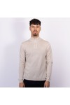 Oliver Sweeney Mens Beige Curragh Merino Wool 1/4 Zip Jumper