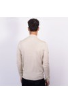 Oliver Sweeney Mens Beige Curragh Merino Wool 1/4 Zip Jumper