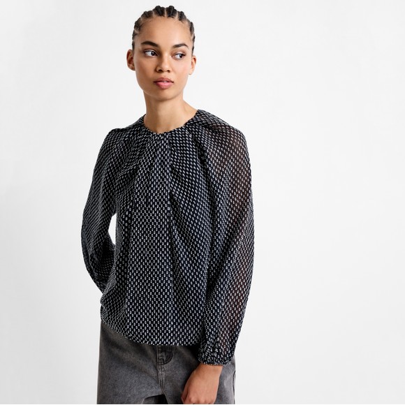 French Connection Womens Black Stacy Dobby Twist Top main image