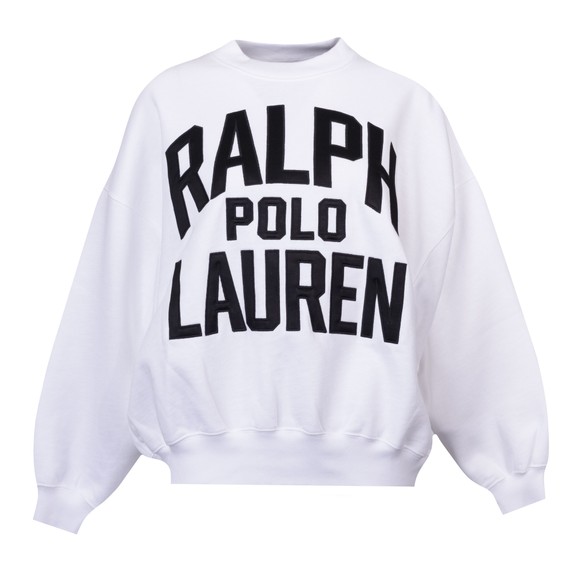 Polo Ralph Lauren Womens White Satin Logo Fleece Crewneck Sweatshirt main image