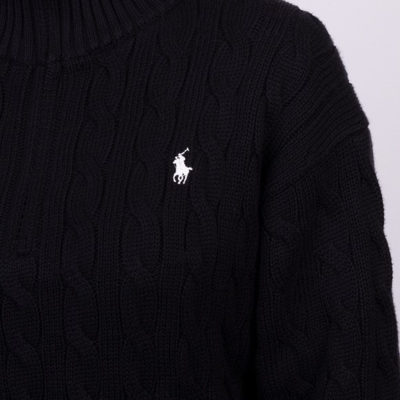 Polo Ralph Lauren Womens Black Cable-Knit Cotton 1/4 Zip Jumper main image