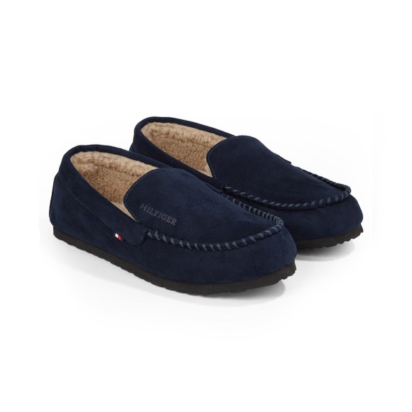 Tommy Hilfiger Mens Blue Fleece Lined Driver Slippers main image
