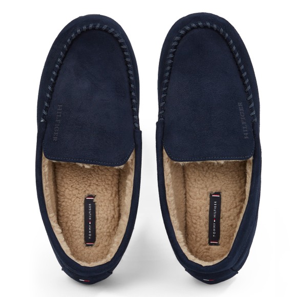 Tommy Hilfiger Mens Blue Fleece Lined Driver Slippers main image
