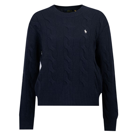 Polo Ralph Lauren Womens Blue Cable Knit Wool Cashmere Sweater main image