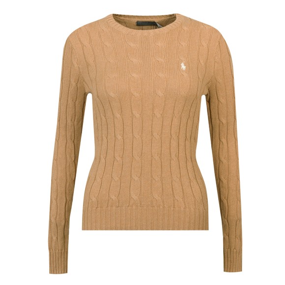 Polo Ralph Lauren Womens Brown Julianna Cotton Cable Crew Jumper main image