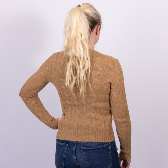 Polo Ralph Lauren Womens Brown Julianna Cotton Cable Crew Jumper main image