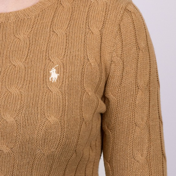Polo Ralph Lauren Womens Brown Julianna Cotton Cable Crew Jumper main image