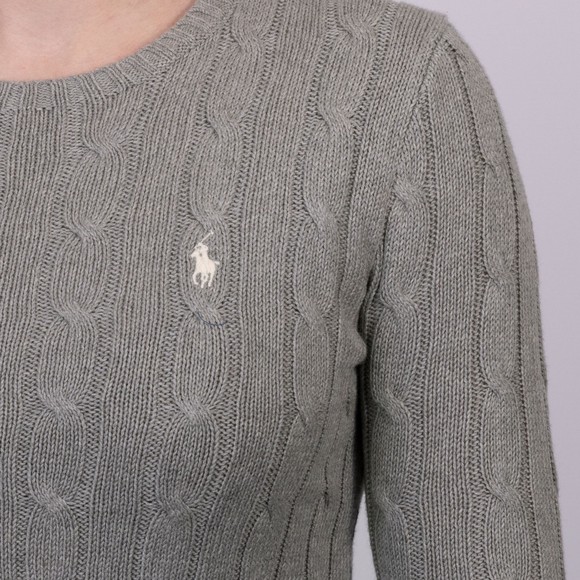 Polo Ralph Lauren Womens Grey Julianna Cotton Cable Crew Jumper main image