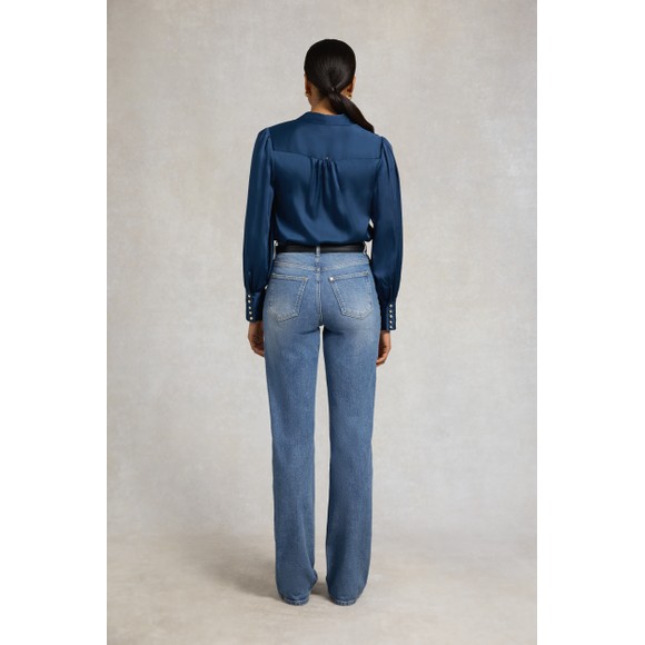 Holland Cooper Womens Blue Annie V Neck Shirt main image