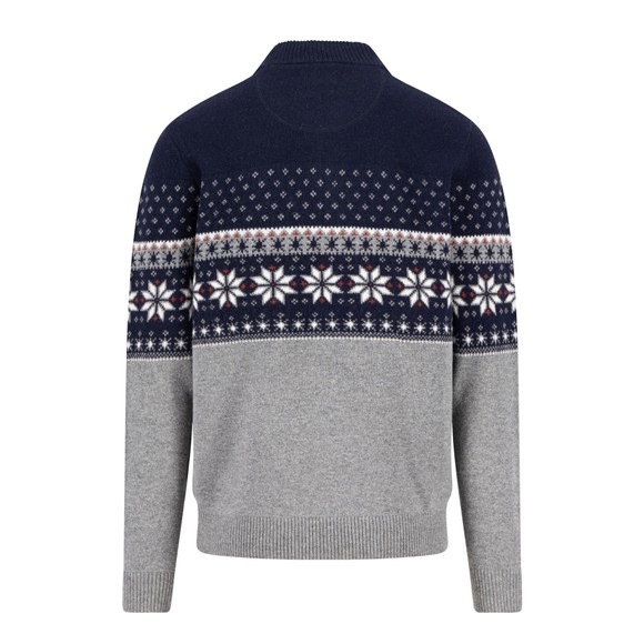 Fynch Hatton Mens Blue Troyer Lambswool Knitted 1/2 Zip Jumper main image